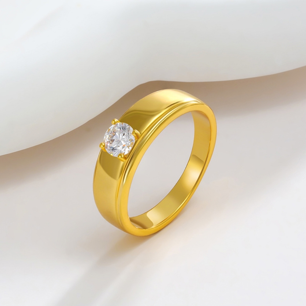 Simple Light Luxury Single Stone Zirconia Women's Ring